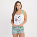 Baby Doll Malha PV - Verde Claro/Branco